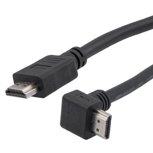 Picture of Premium Ultra High Speed HDMI Cable Supporting 8K60Hz and 48Gbps, Right Angle Up Male-Plug to Straight Male-Plug, LSZH Jacket, Black, 3M