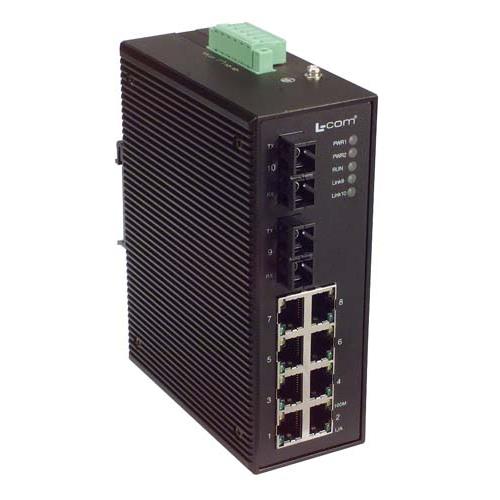 Picture of IES-Series 10 Port Industrial Ethernet Switch 8x RJ45 10/100TX 2x Duplex SC 100FX Single mode 80km