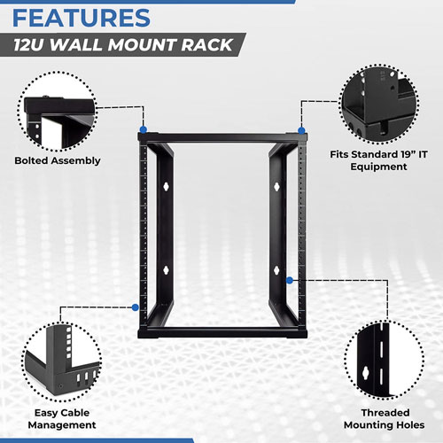 12U Wall Mount Open Frame Rack 19