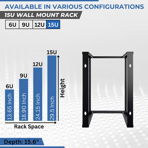 15 Racks 15U Wall Mount Open Frame Rack 19