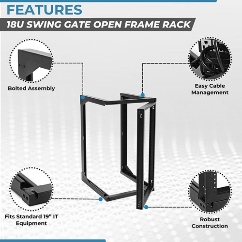 18U Swing Gate Wall Rack New Design (18