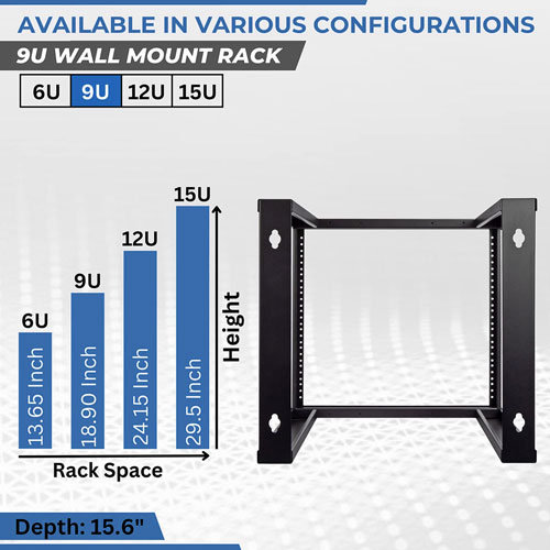 9U Wall Mount Open Frame Rack 19