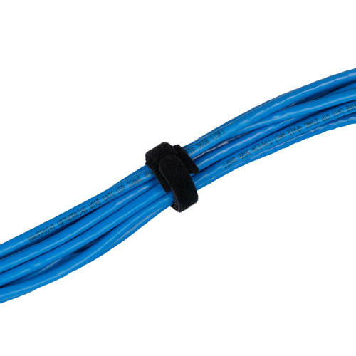 25 Pack - 10 Inch Hook and Loop Cable Ties Black