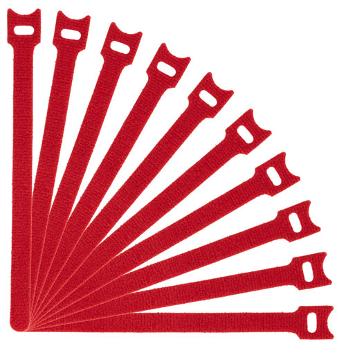 Picture of 25 Pack - 6 Inch Hook and Loop Cable Ties Red
