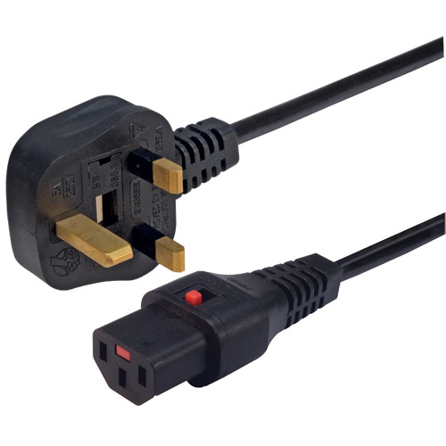 Locking C13 to BS1363 Power Cord 2m LCPWRUKLK2M