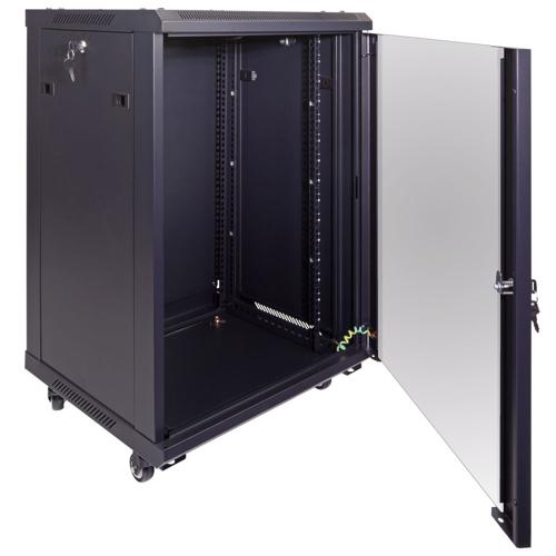 19-inch wide Network Cabinet, 15U, 17.7 inch (450mm) depth, Black