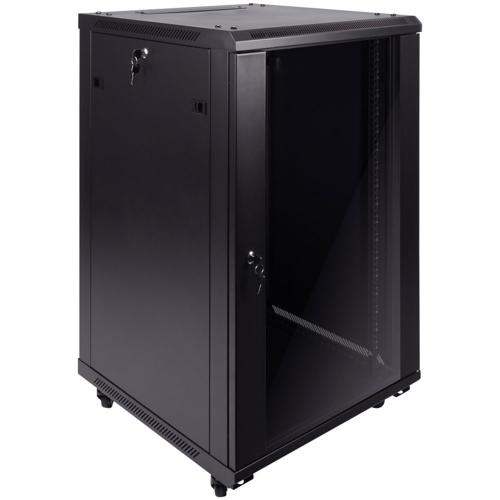 19-inch wide Network Cabinet, 18U, 23.6 inch (600mm) depth, Black