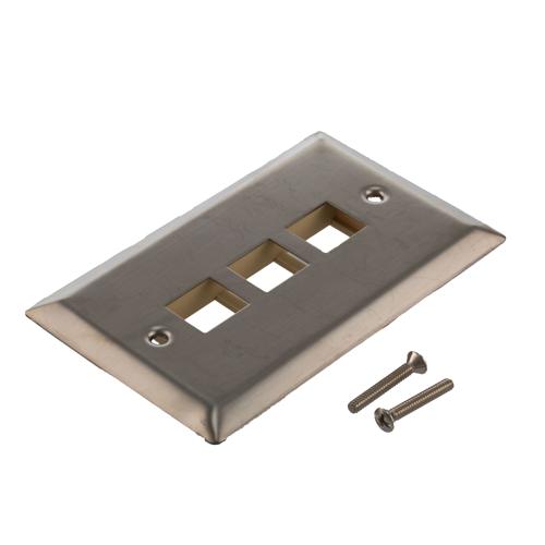 Picture of Stainless Steel Wall Plate with 3 Keystone Style Mount Openings