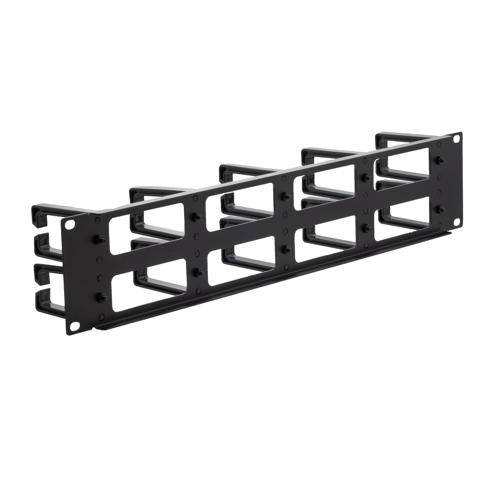 2U With 5 Plastic Cable Rings, Metal Base, Rack Mount
