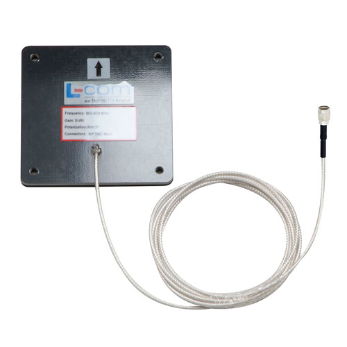 Picture of 902 to 928 MHz, RFID Flat Panel Antenna, 0 dBi Gain RP TNC male, EVA Radome, RHCP