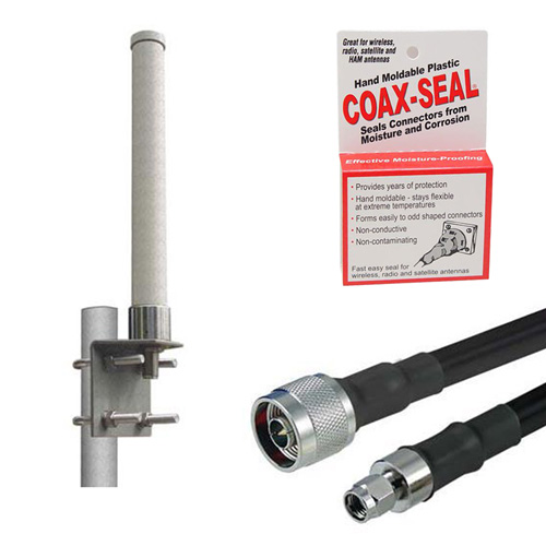 Picture of Helium Hotspot Antenna Upgrade Kit, 3dBi 800MHz Omni w/ N Male to RP-SMA Plug, 10ft Low Loss 400 Cable