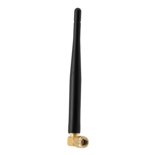 Picture of 2.4 GHz to 5.85 GHz Dual Band Antenna, Monopole, 90-degree angle, RPSMA Male Connector, 1.2 and 4.26 dBi Gain