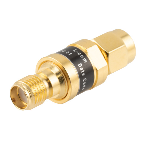 Picture of 2W/1 dB Fixed Attenuator, SMA Male to SMA Female Brass Gold Body Up to 18 GHz