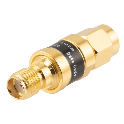 Picture of 2W/4 dB Fixed Attenuator, SMA Male to SMA Female Brass Gold Body Up to 18 GHz