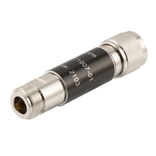Picture of 2W/1 dB Fixed Attenuator, N Male to N Female Brass Nickel Body Up to 18 GHz