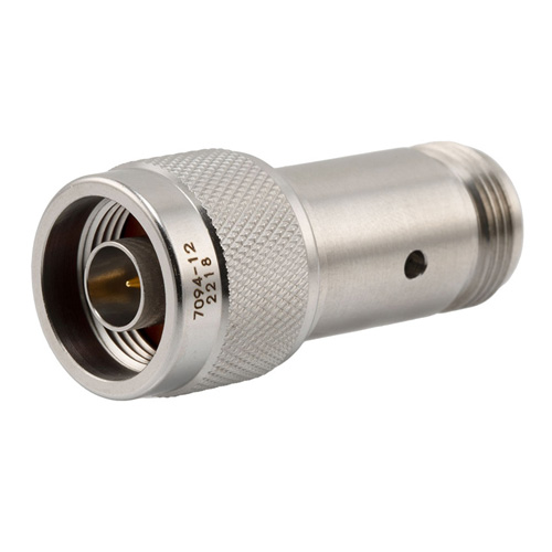 Picture of 2W/12 dB Fixed Attenuator, N Male to N Female Passivated Stainless Steel Body Up to 18 GHz