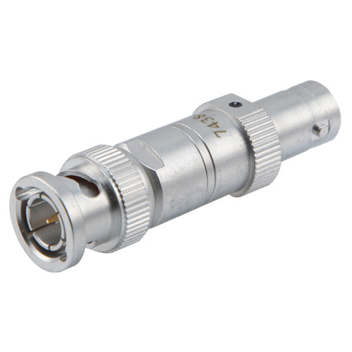 Picture of 2W/4 dB Fixed Attenuator, 75 Ohm BNC Male to 75 Ohm BNC Female Brass Tri-Metal Body Up to 4 GHz