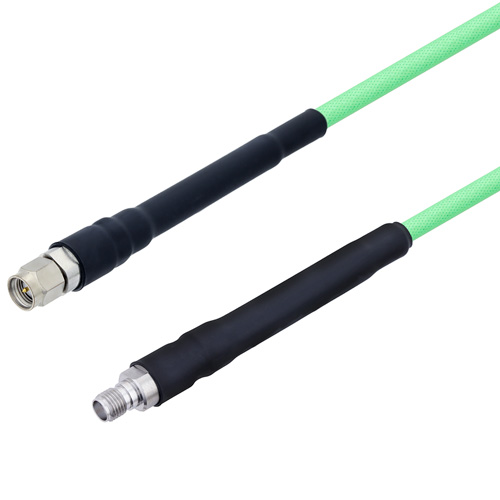 Picture of Low Loss SMA Male to SMA Female Cable Assembly with Heavy Duty Heat Shrink Boot using LL142 Coax, 4 FT