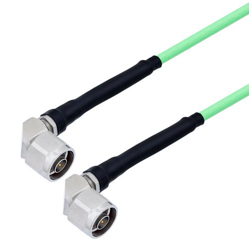 Picture of Low Loss N Male Right Angle to N Male Right Angle Cable Assembly with Heavy Duty Heat Shrink Boot using LL142 Coax, 1 FT