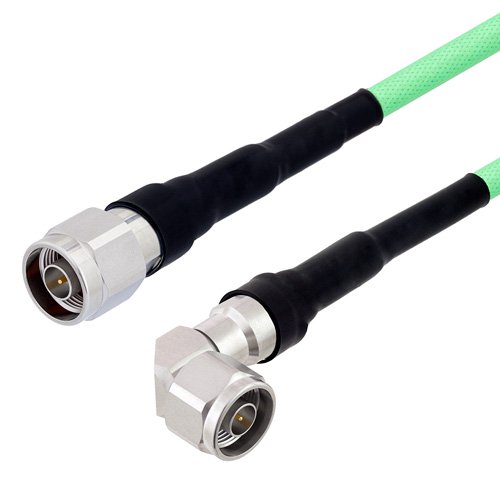 Picture of Low Loss N Male to N Male Right Angle Cable Assembly with Heavy Duty Heat Shrink Boot using LL335i Coax, 2 FT