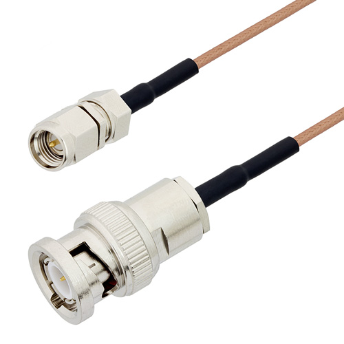 Picture of SMA Male to BNC Male Cable Assembly using RG178 Coax, 4 FT
