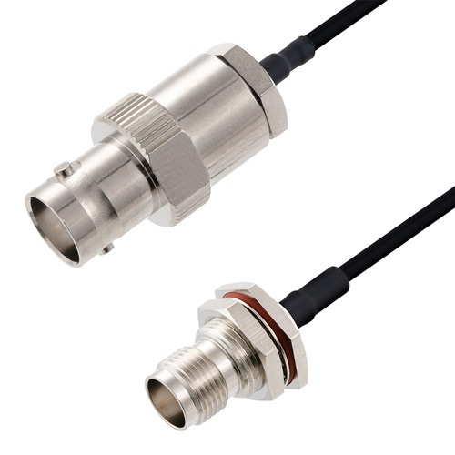 Picture of BNC Female to BNC Female Bulkhead Cable Assembly using LC141TBJ Coax, 2 FT