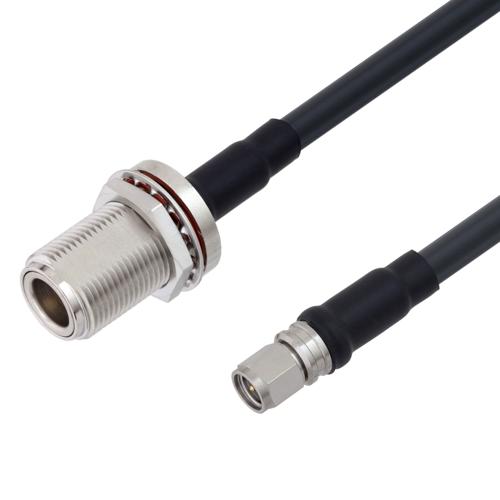 Picture of Low Loss SMA Male to N Female Bulkhead Weatherproof Cable Assembly with Silicone using LMR-240 Coax, 2 FT with Times Microwave Components