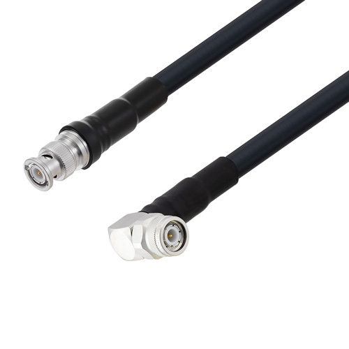 Picture of Low Loss BNC Male to TNC Male Right Angle Cable Assembly using LMR-400-DB Coax, 4 FT with Times Microwave Components