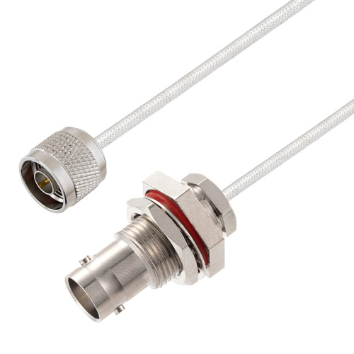 Picture of BNC Female Bulkhead to N Male Cable Assembly using LC141TB Coax, 6 FT