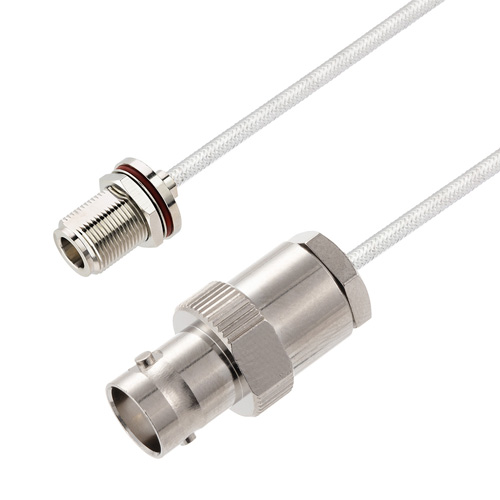 Picture of BNC Female to N Female Bulkhead Cable Assembly using LC141TB Coax, 2 FT