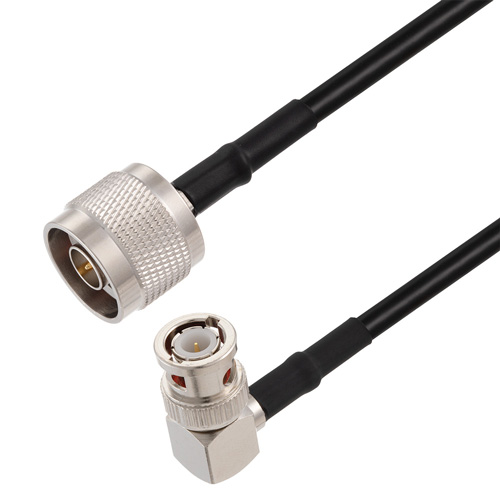 Picture of N Male to BNC Male Right Angle Cable Assembly using RG58 Coax, 10 FT