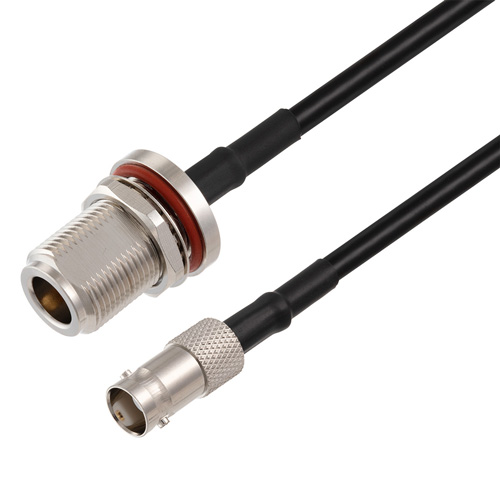 Picture of N Female Bulkhead to BNC Female Cable Assembly using RG58 Coax, 1 FT