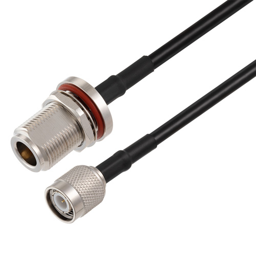 Picture of N Female Bulkhead to TNC Male Cable Assembly using RG58 Coax, 3 FT