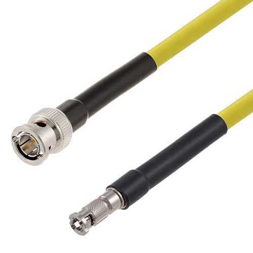 Picture of 75 Ohm 12G SDI BNC Male to HD-BNC Male Cable Assembly using 4694R-YW Coax, 6 FT