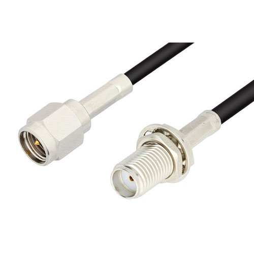 Picture of SMA Male to SMA Female Bulkhead Cable Assembly using RG174 Coax, 3 FT