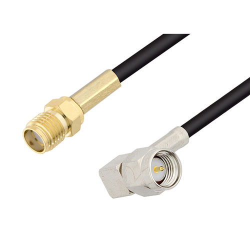 Picture of SMA Female to SMA Male Right Angle Cable Assembly using RG174 Coax, 4 FT