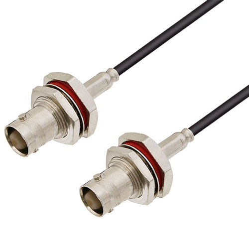 Picture of BNC Female Bulkhead to BNC Female Bulkhead Cable Assembly using RG174 Coax, 4 FT