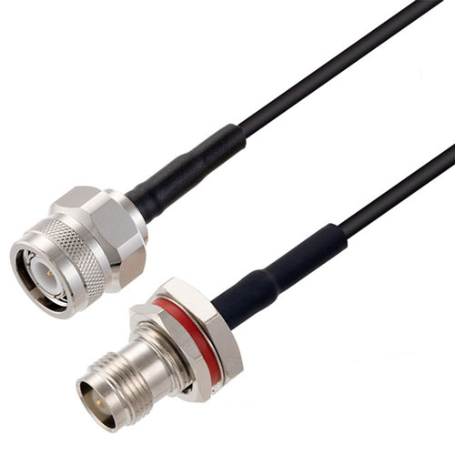 Picture of TNC Male to TNC Female Bulkhead Cable Assembly using RG174 Coax, 2 FT