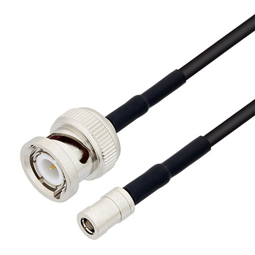 Picture of SMB Plug to BNC Male Cable Assembly using RG174 Coax, 4 FT with HeatShrink