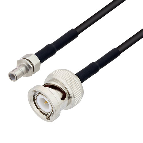 Picture of SMB Jack to BNC Male Cable Assembly using RG174 Coax, 2 FT with HeatShrink