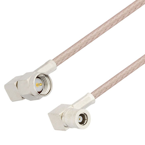 Picture of SMA Male Right Angle to SMB Plug Right Angle Cable Assembly using RG316 Coax, 3 FT , LF Solder