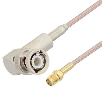 Picture of BNC Male Right Angle to SMA Female Cable Assembly using RG316 Coax, 1 FT