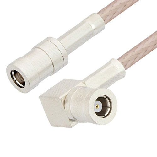 Picture of SMB Plug to SMB Plug Right Angle Cable Assembly using RG316-DS Coax, 1 FT , LF Solder