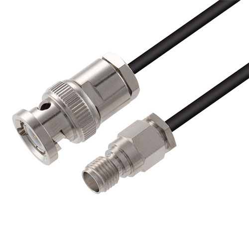 Picture of BNC Male to SMA Female Cable Assembly using RG174 Coax, 3 FT with HeatShrink