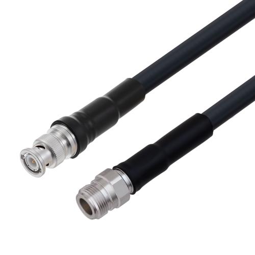 Picture of Low Loss BNC Male to N Female Cable Assembly using LMR-400-UF Coax, 3 FT With Times Microwave Components with HeatShrink