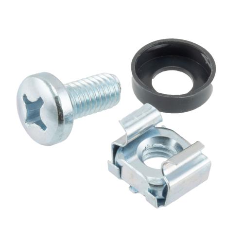 Picture of 25 pack M6 cage nut set(25ea, M6 screws,M6 cage nuts, M6 washers). Zinc