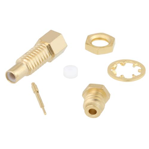 Picture of SSMC Jack Bulkhead Mount Connector Clamp/Solder Attachment for Semi-rigid/ 047 Semi-rigid/ Formable 047 Semi-rigid Coax Cable