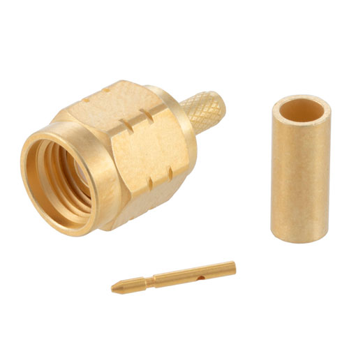 Picture of BNC Male Right Angle Connector Crimp/Solder Attachment for RG174, RG316, RG188, .100 inch,  LMR-100