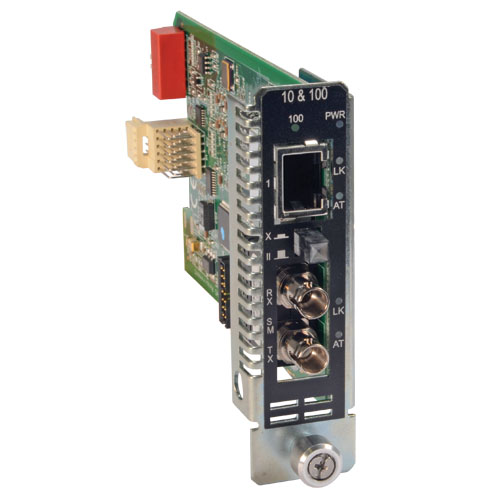 Picture of Metrobility 10/100TX to 10/100FX Single Mode ST Chassis Media Converter 20km