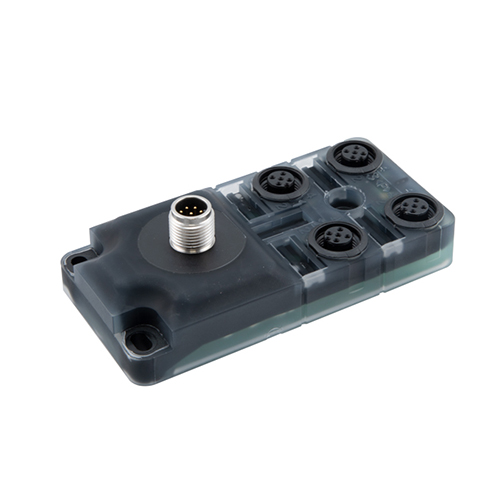 M12 IP67 One Piece Passive 4 Way Distribution Box with 4x M12 Acode 5